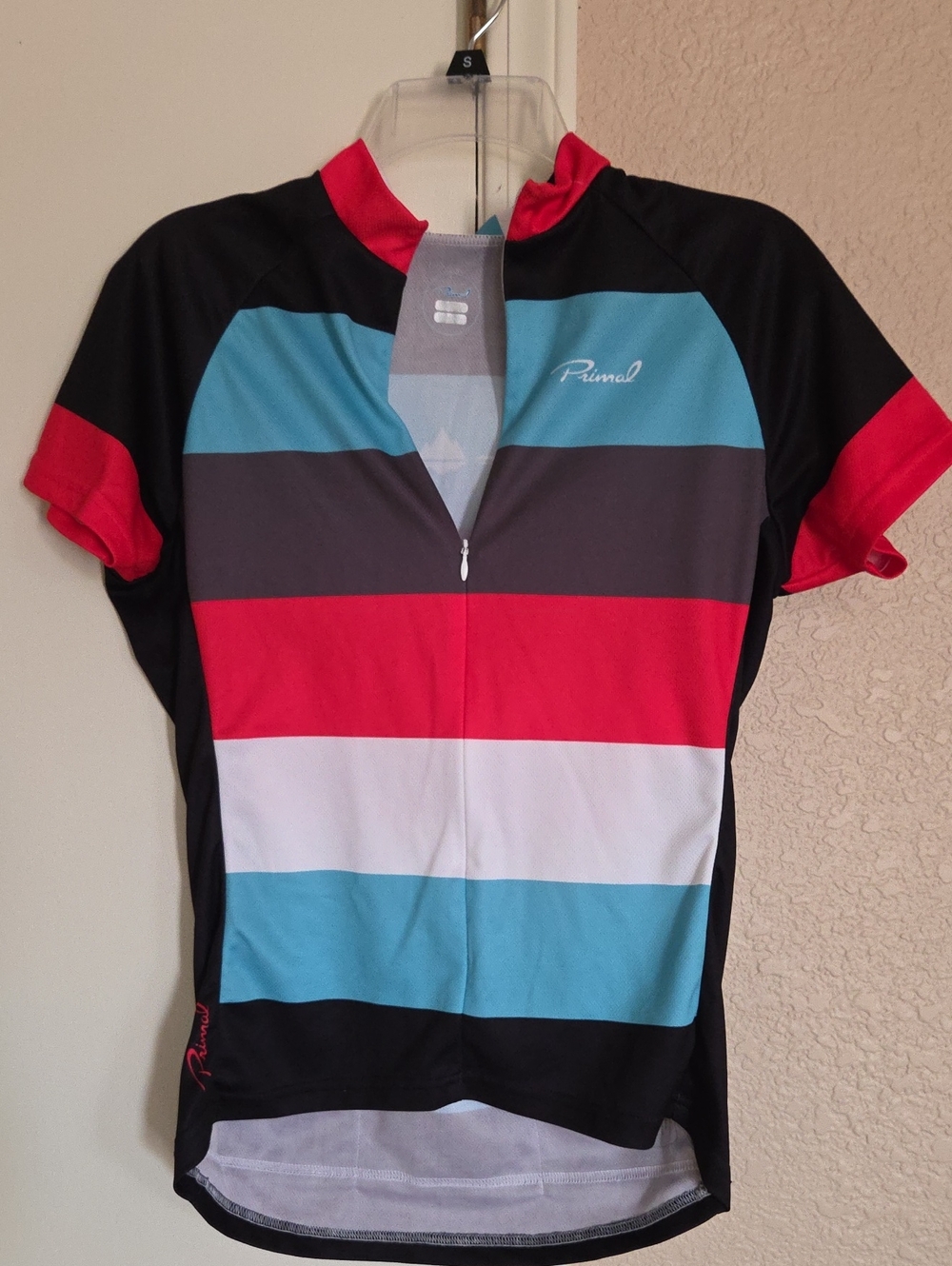 Primal Women’s Short Sleeve Cycling Jersey - Black, Red, Aqua, Gray & White